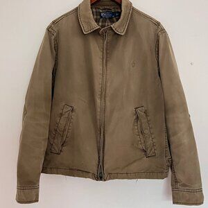 Vintage Polo Ralph Lauren Mens WB Field Jacket L Flannel Lined Khaki Tan Patina